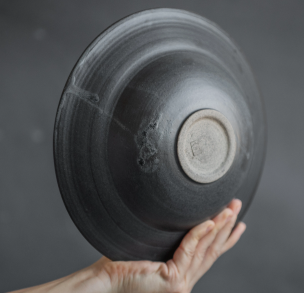 IN STOCK Pasta bowl for everyday in modern minimal design in spotted black grey color, stoneware, handmade ceramics, Christmas present