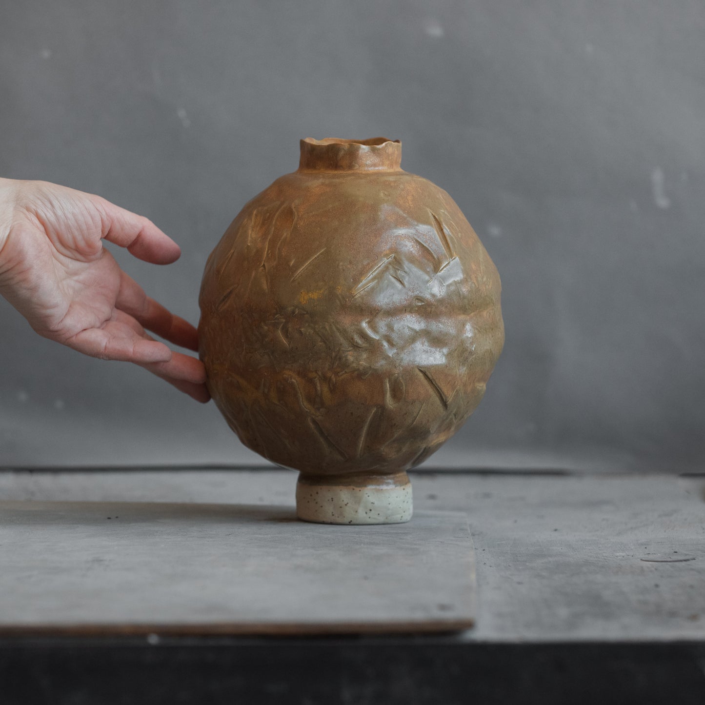 Handmade Ceramic Wabi Sabi Stone Seria Vase | Caramel colour Vase | Modern Stoneware Vase for Flowers | Home Decor | Wabi Sabi Art