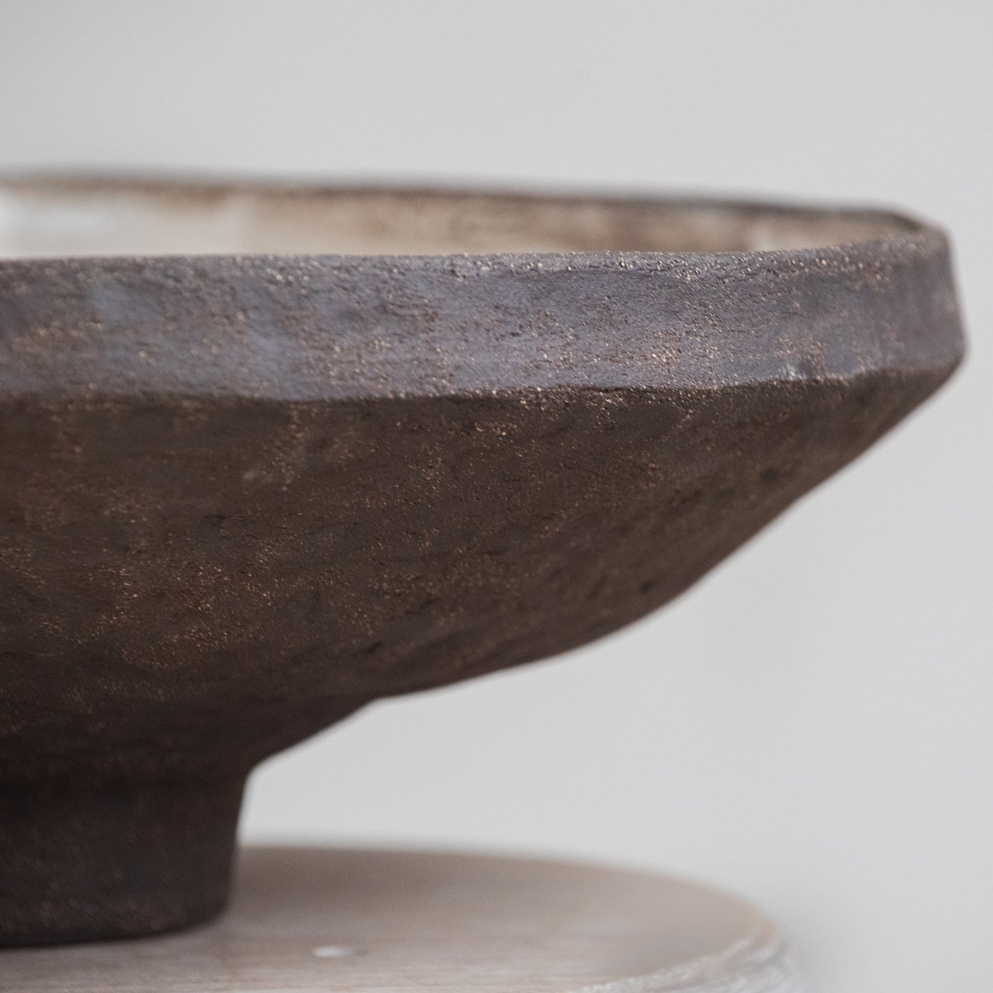 BIG sized INTERIOR BOWL flower fruit bowl, candy bowl, white, dark chocolate, wabi-sabi, minimal style for a modern interior, handmade ceramic vase