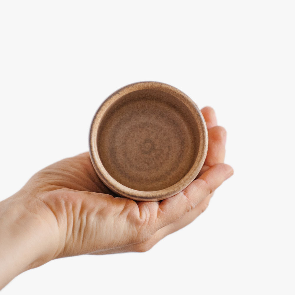 SET of TWO flat сoffee tumblers in warm beige