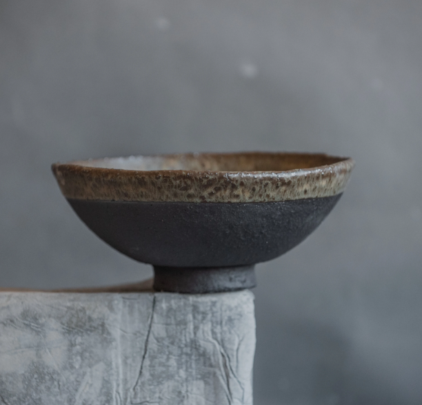 RAMEN BOWLS in dark greenish in wabi-sabi style for everyday in minimal design, stoneware, handmade ceramic