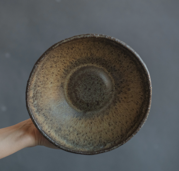 RAMEN BOWLS in dark greenish in wabi-sabi style for everyday in minimal design, stoneware, handmade ceramic