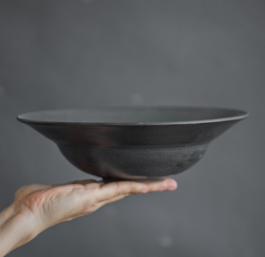 IN STOCK Pasta bowl for everyday in modern minimal design in spotted black grey color, stoneware, handmade ceramics, Christmas present