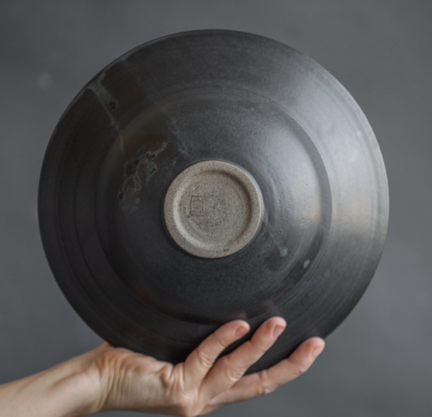 IN STOCK Pasta bowl for everyday in modern minimal design in spotted black grey color, stoneware, handmade ceramics, Christmas present