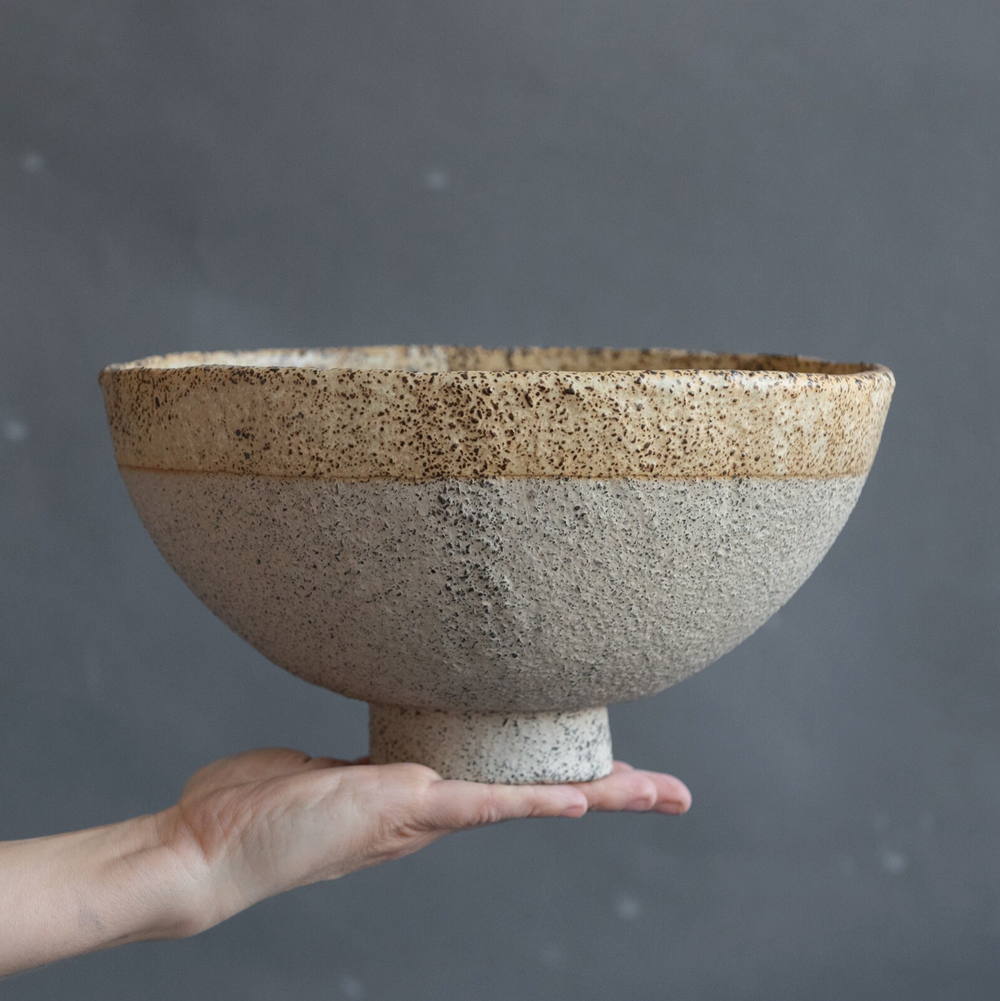 BIG huge ceramic BOWL in WARM BEIGE in wabi sabi style, pedestal bowl, interior bowl, minimal design bowl, handmade stoneware (Copy)
