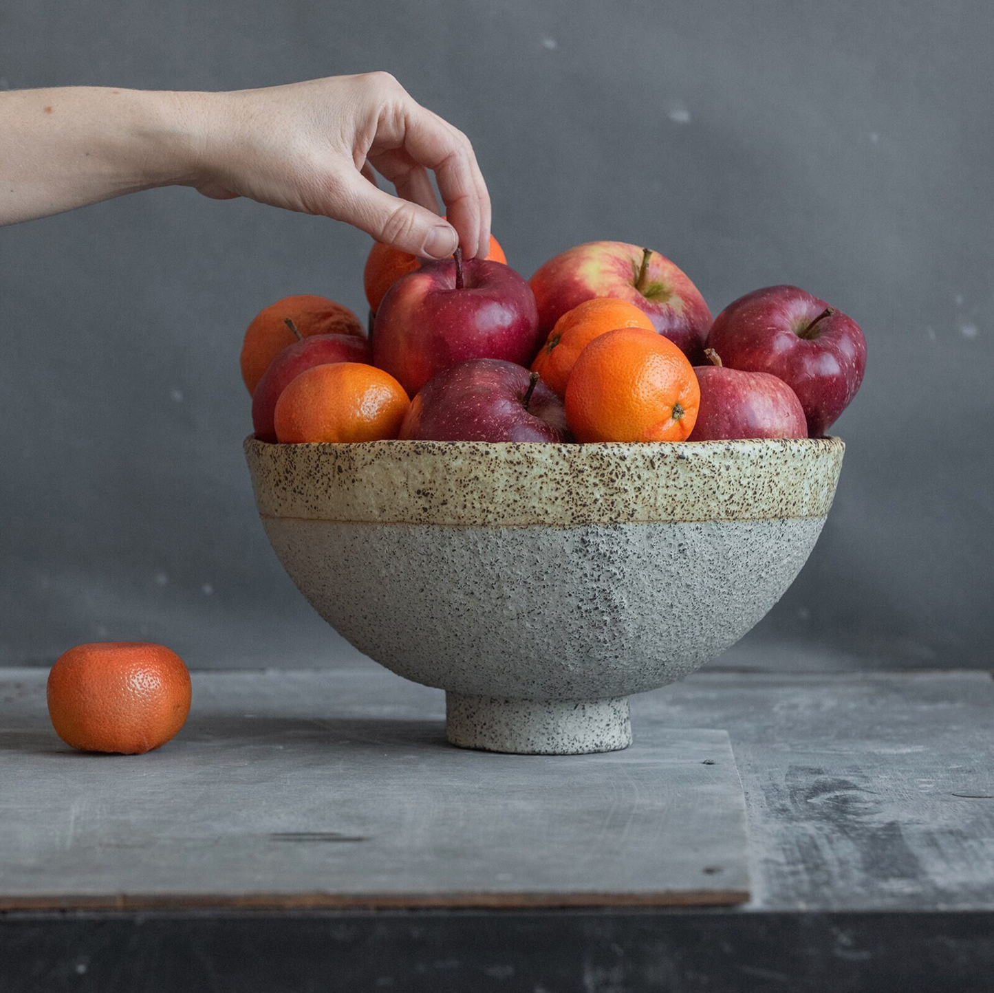 BIG huge ceramic BOWL in WARM BEIGE in wabi sabi style, pedestal bowl, interior bowl, minimal design bowl, handmade stoneware (Copy)