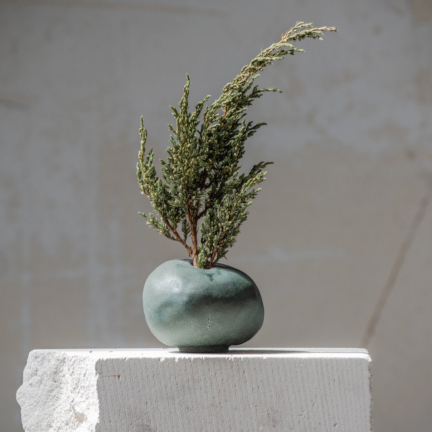 Ceramic Stoneware Stone Seria VASE, Wabi-Sabi Vase, Dark Green Minimal Vase, Handmade Ceramic Vase, Ceramic Vase for Flowers, Modern Ceramic Vase