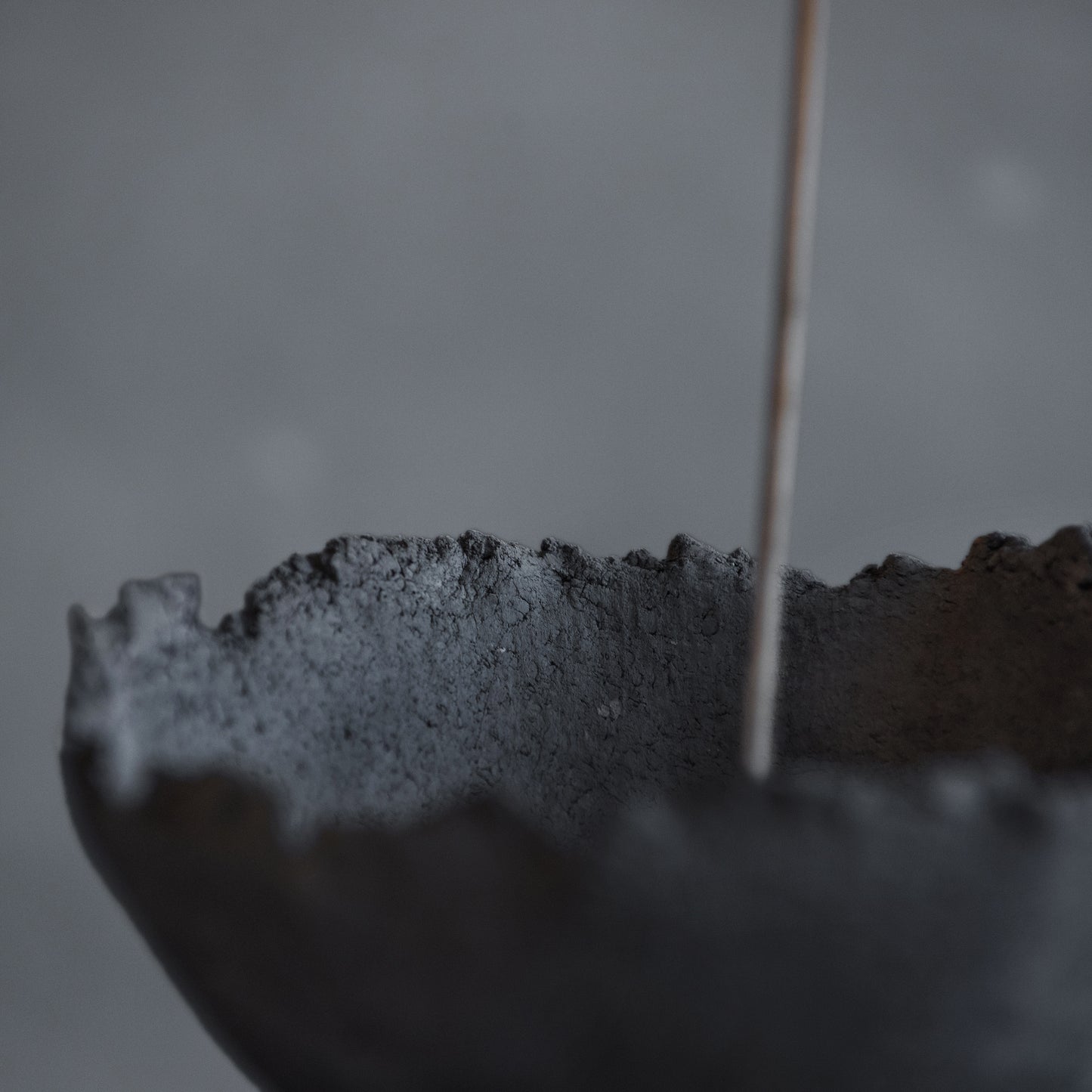 INCENSE HOLDER BOWL in total black, wabi-sabi, minimal style for a modern interior, handmade ceramics