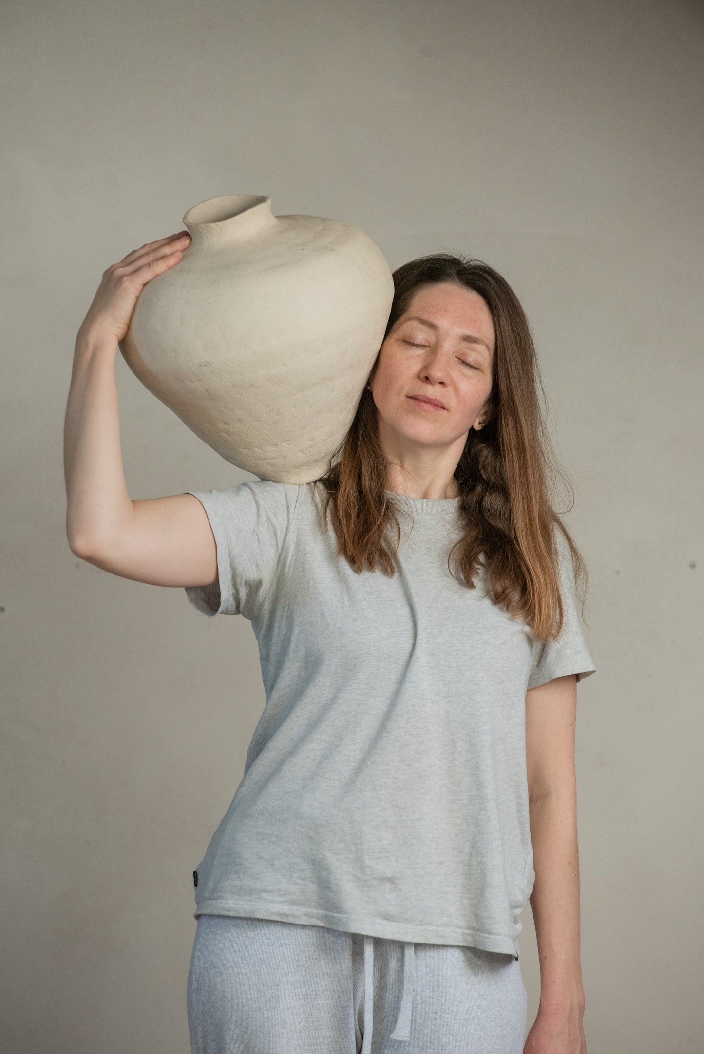 Big VASE in minimal style, textured, designed in warm colors for all interiors, hand-built ceramics, stoneware, waterproof, art collection (Copy)