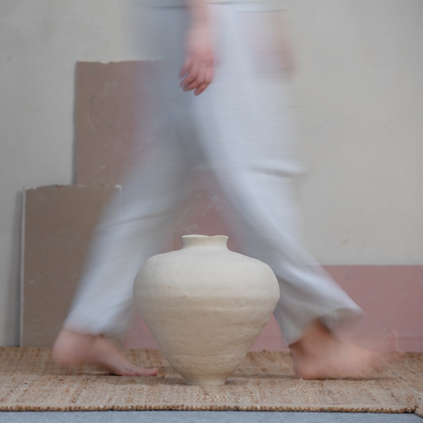 Big VASE in minimal style, textured, designed in warm colors for all interiors, hand-built ceramics, stoneware, waterproof, art collection (Copy)