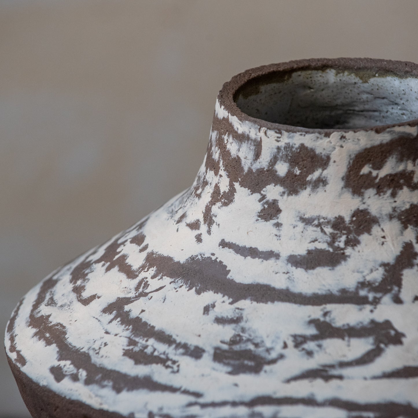 Big VASE in minimal style, textured, designed in warm colors for all interiors, hand-built ceramics, stoneware, waterproof, art collection