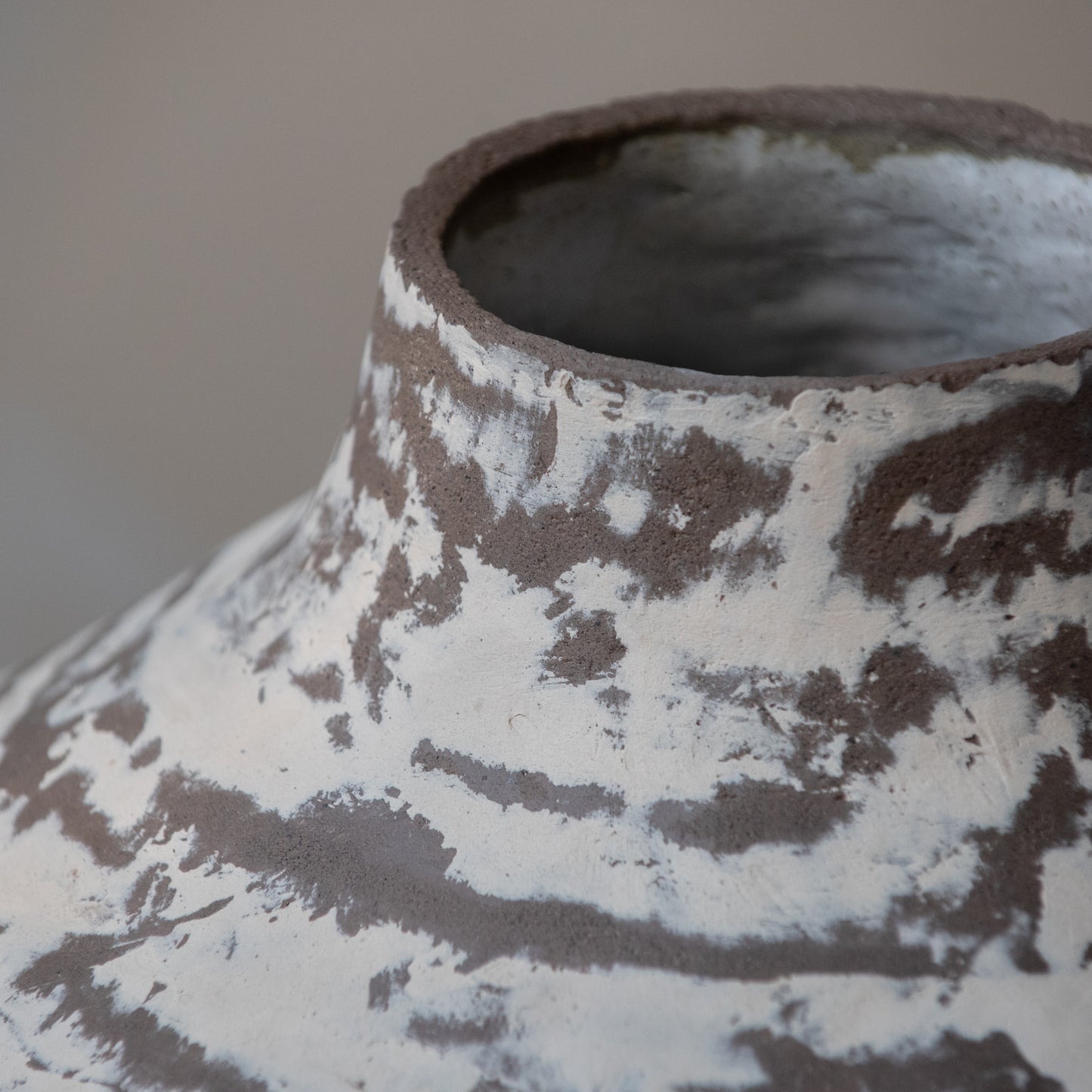 Big VASE in minimal style, textured, designed in warm colors for all interiors, hand-built ceramics, stoneware, waterproof, art collection