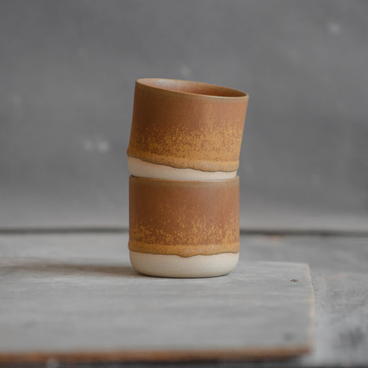 SET of FOUR 8oz сoffee tumblers and FOUR 9oz mugs in Golden Ochre