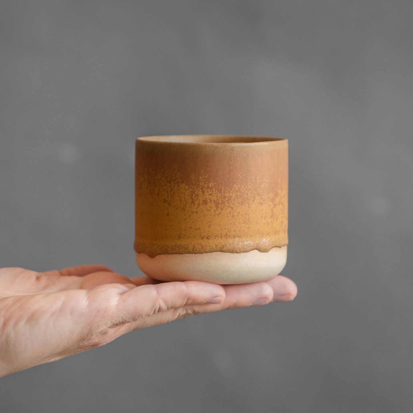 SET of FOUR 8oz сoffee tumblers and FOUR 9oz mugs in Golden Ochre