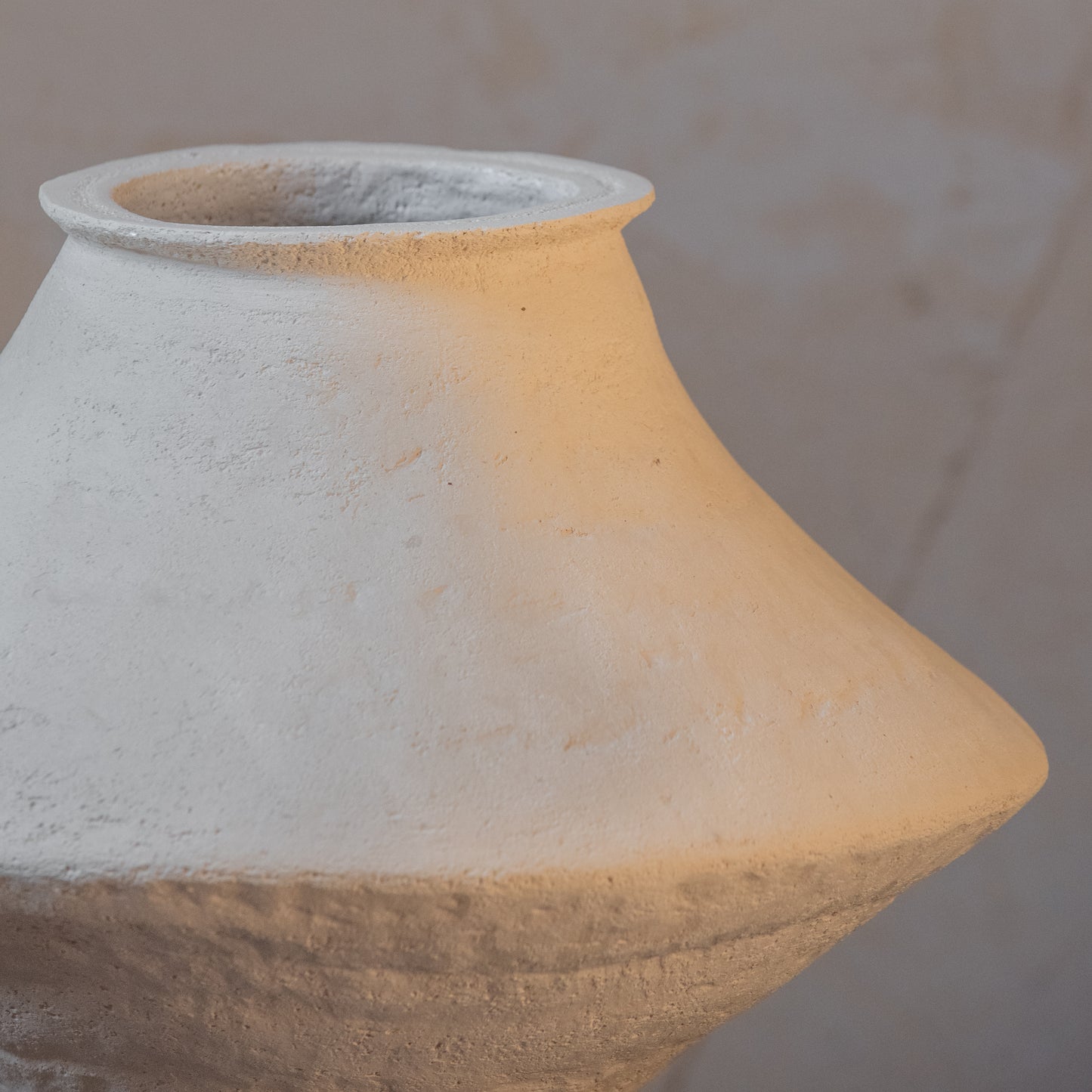 Big VASE in minimal style, textured, designed in warm colors for all interiors, hand-built ceramics, stoneware, waterproof, art collection