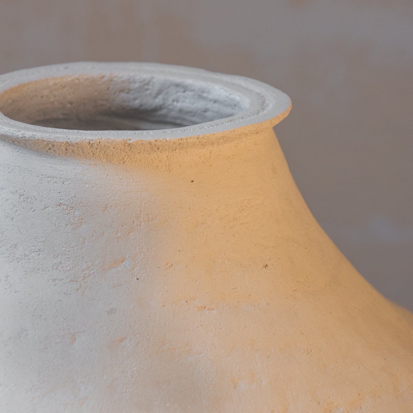 Big VASE in minimal style, textured, designed in warm colors for all interiors, hand-built ceramics, stoneware, waterproof, art collection