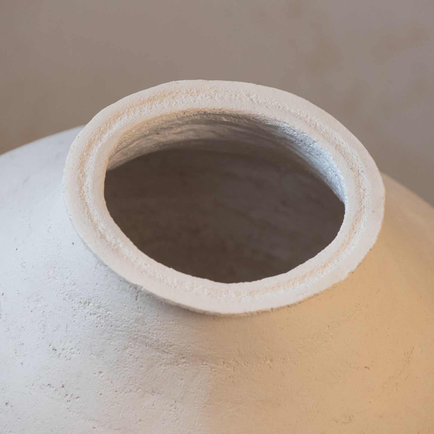 Big VASE in minimal style, textured, designed in warm colors for all interiors, hand-built ceramics, stoneware, waterproof, art collection