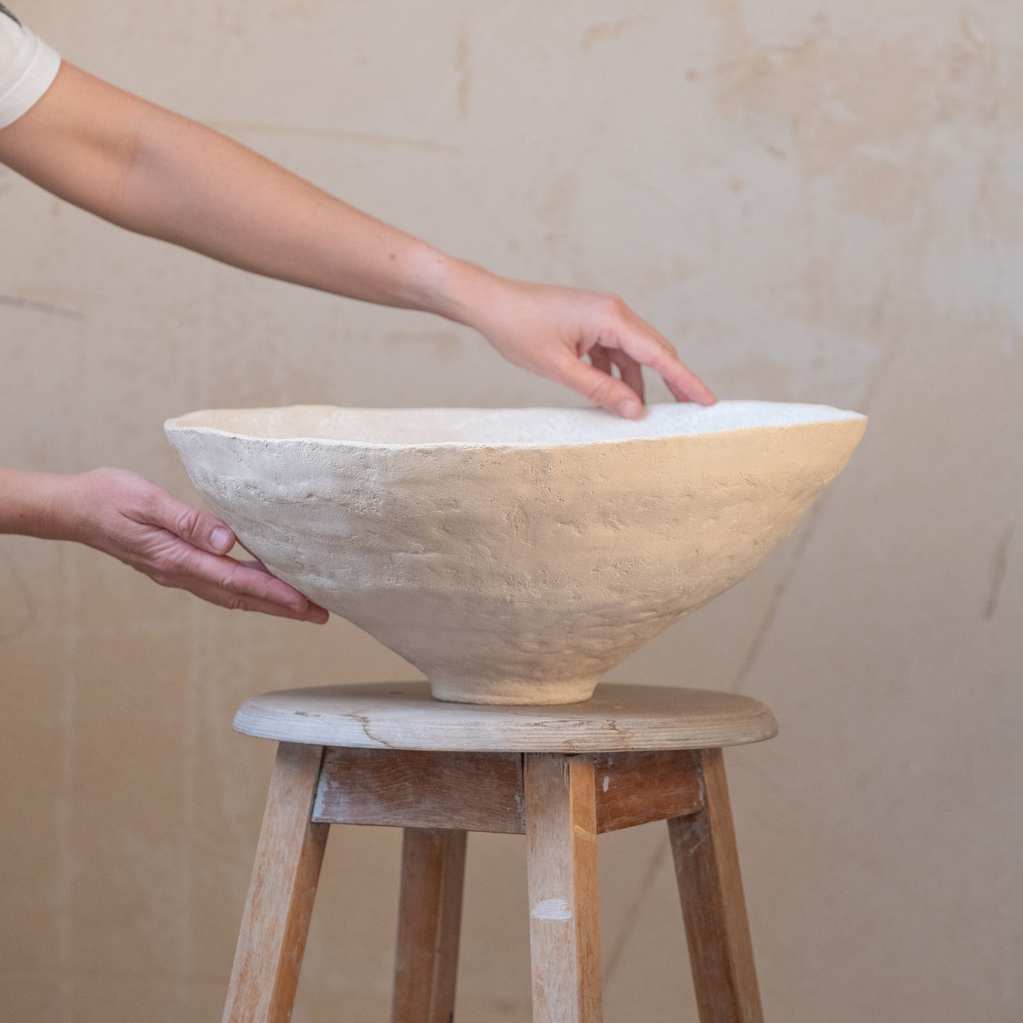 BIG sized INTERIOR BOWL flower fruit bowl, candy bowl, white, wabi-sabi, minimal style for a modern interior, handmade ceramic vase