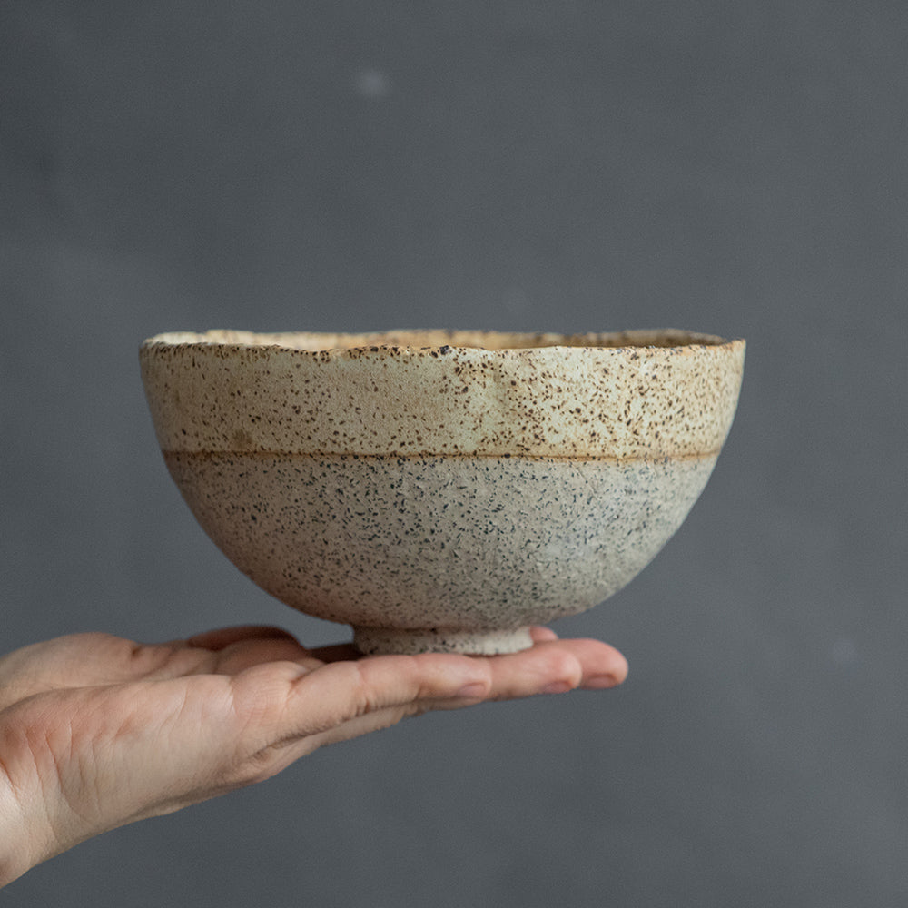 SET of TWO or THREE cereal, granola, or soup BOWLS in warm beige, dark greenish, or white in wabi sabi style in minimal design, stoneware, handmade ceramic