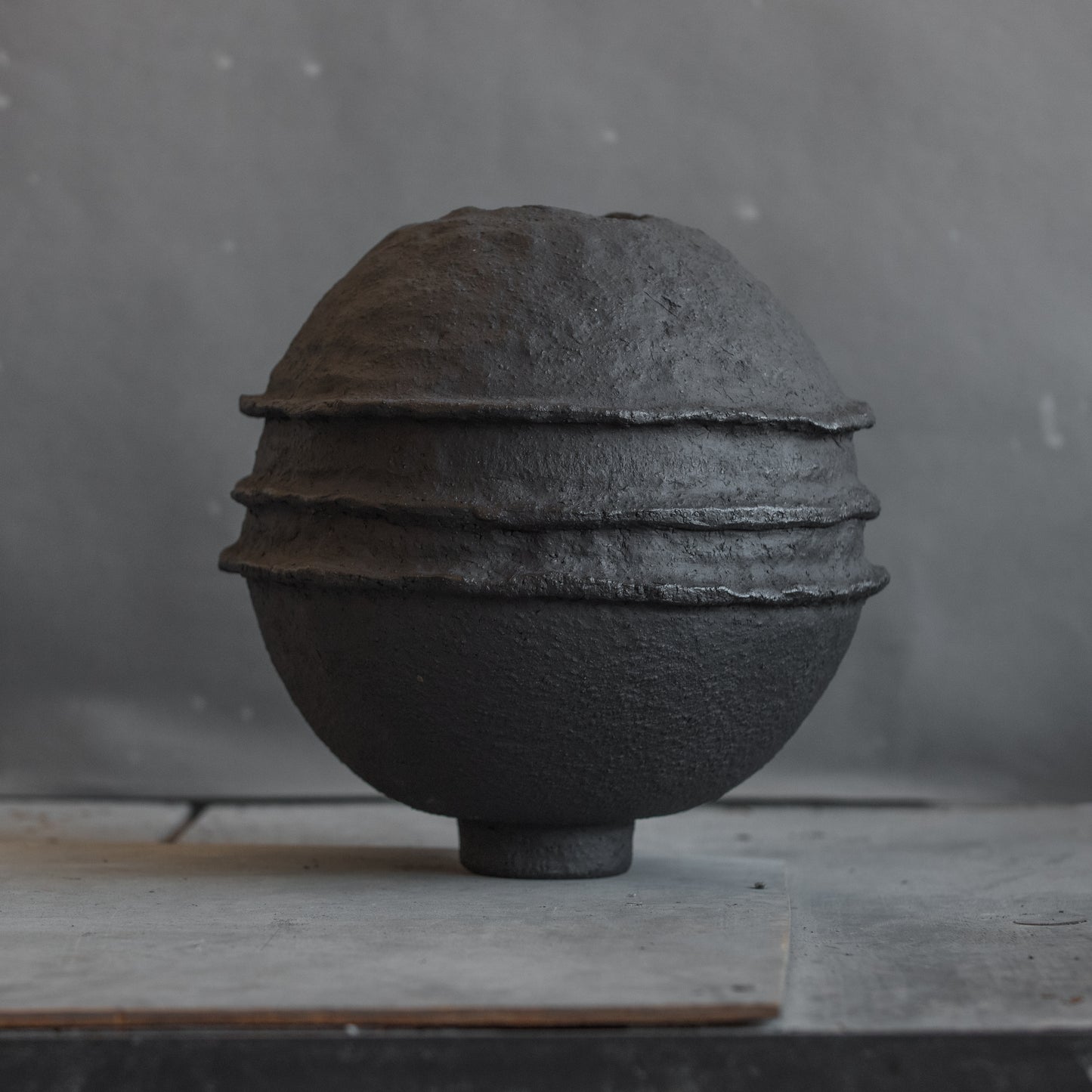 Big VASE matt black fireclay in minimal style, hand built, vessel for  interior, handmade ceramics, stoneware, waterproof