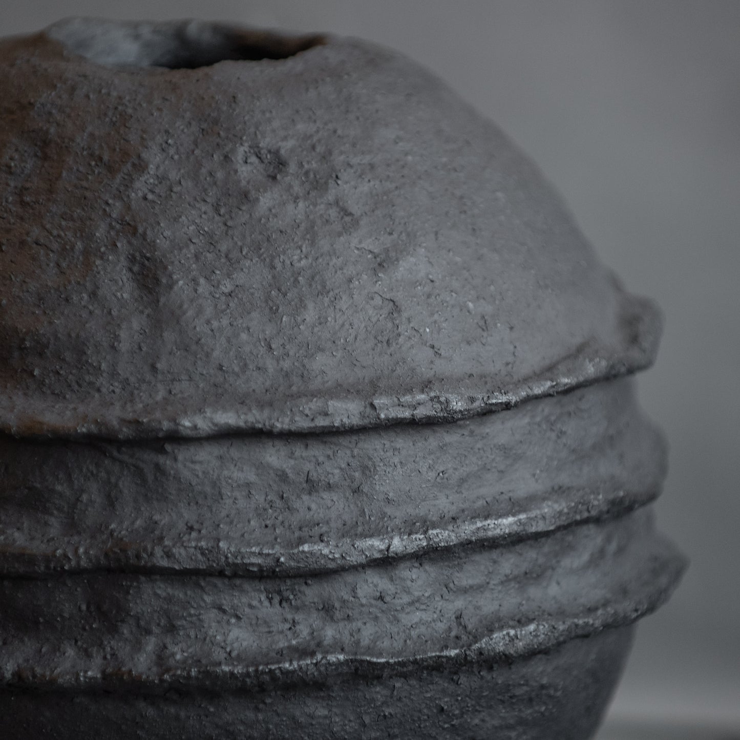 Big VASE matt black fireclay in minimal style, hand built, vessel for  interior, handmade ceramics, stoneware, waterproof