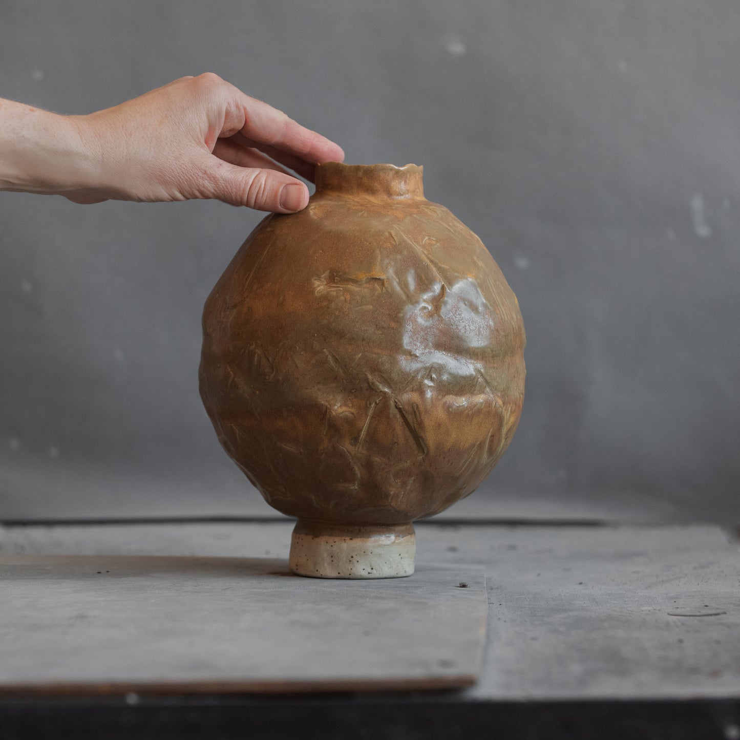 Handmade Ceramic Wabi Sabi Stone Seria Vase | Caramel colour Vase | Modern Stoneware Vase for Flowers | Home Decor | Wabi Sabi Art