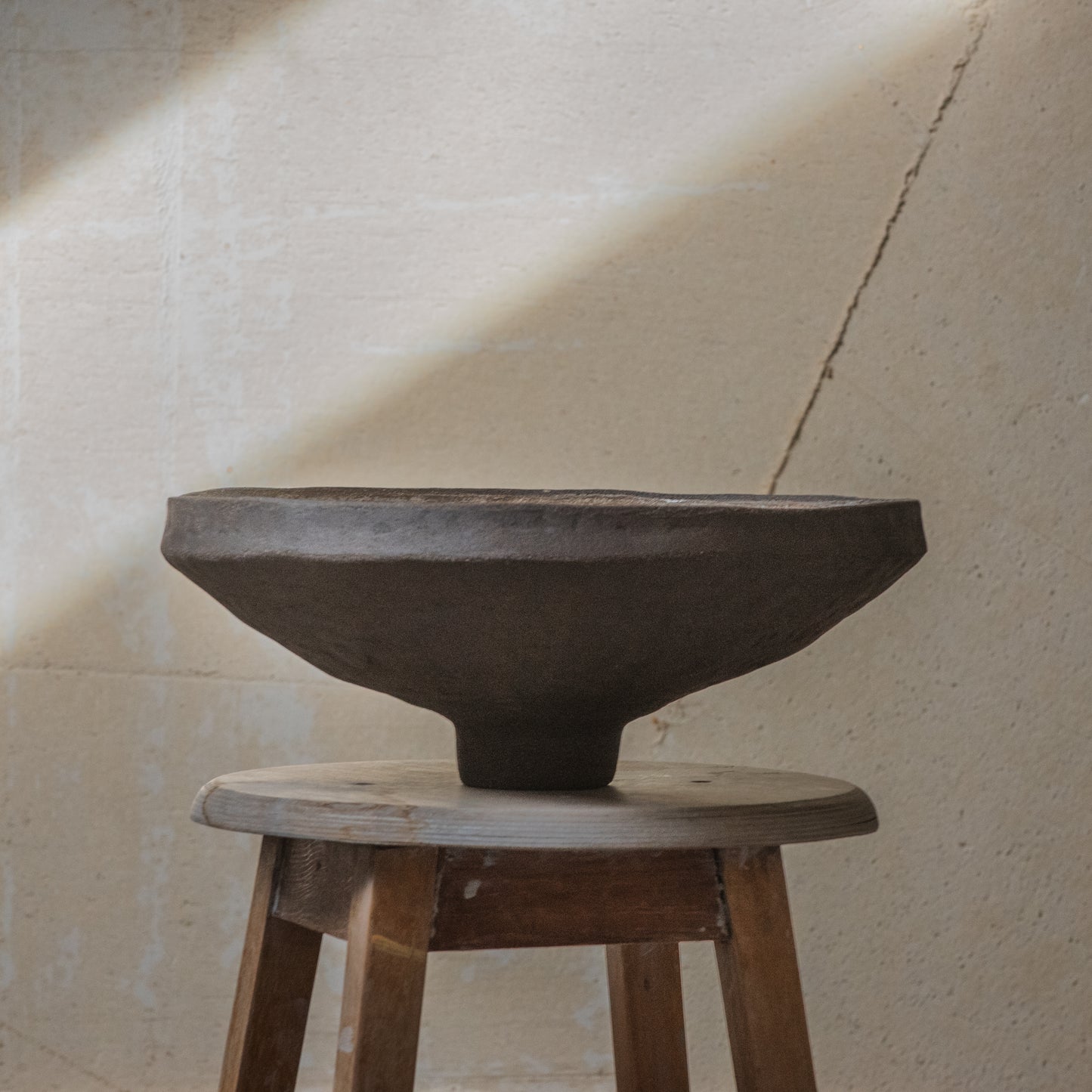 BIG sized INTERIOR BOWL flower fruit bowl, candy bowl, white, dark chocolate, wabi-sabi, minimal style for a modern interior, handmade ceramic vase