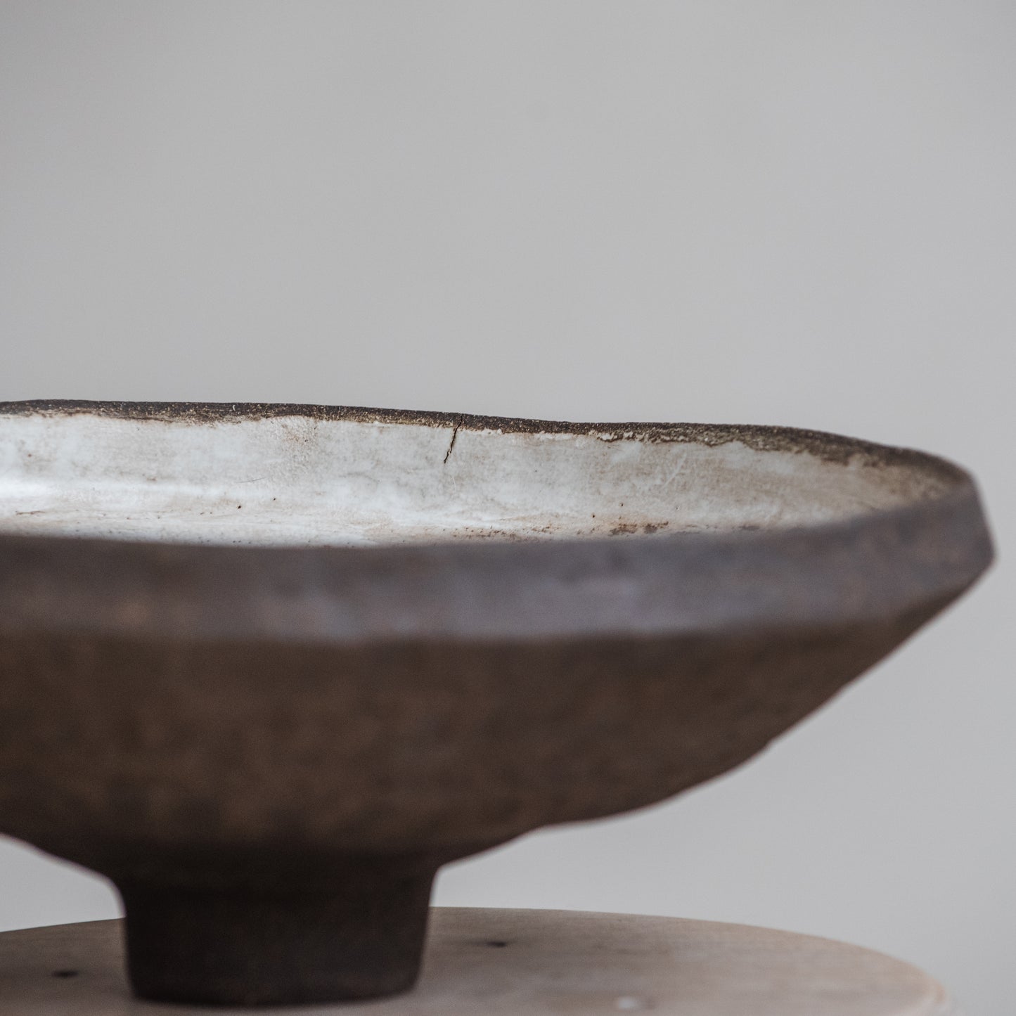 BIG sized INTERIOR BOWL flower fruit bowl, candy bowl, white, dark chocolate, wabi-sabi, minimal style for a modern interior, handmade ceramic vase