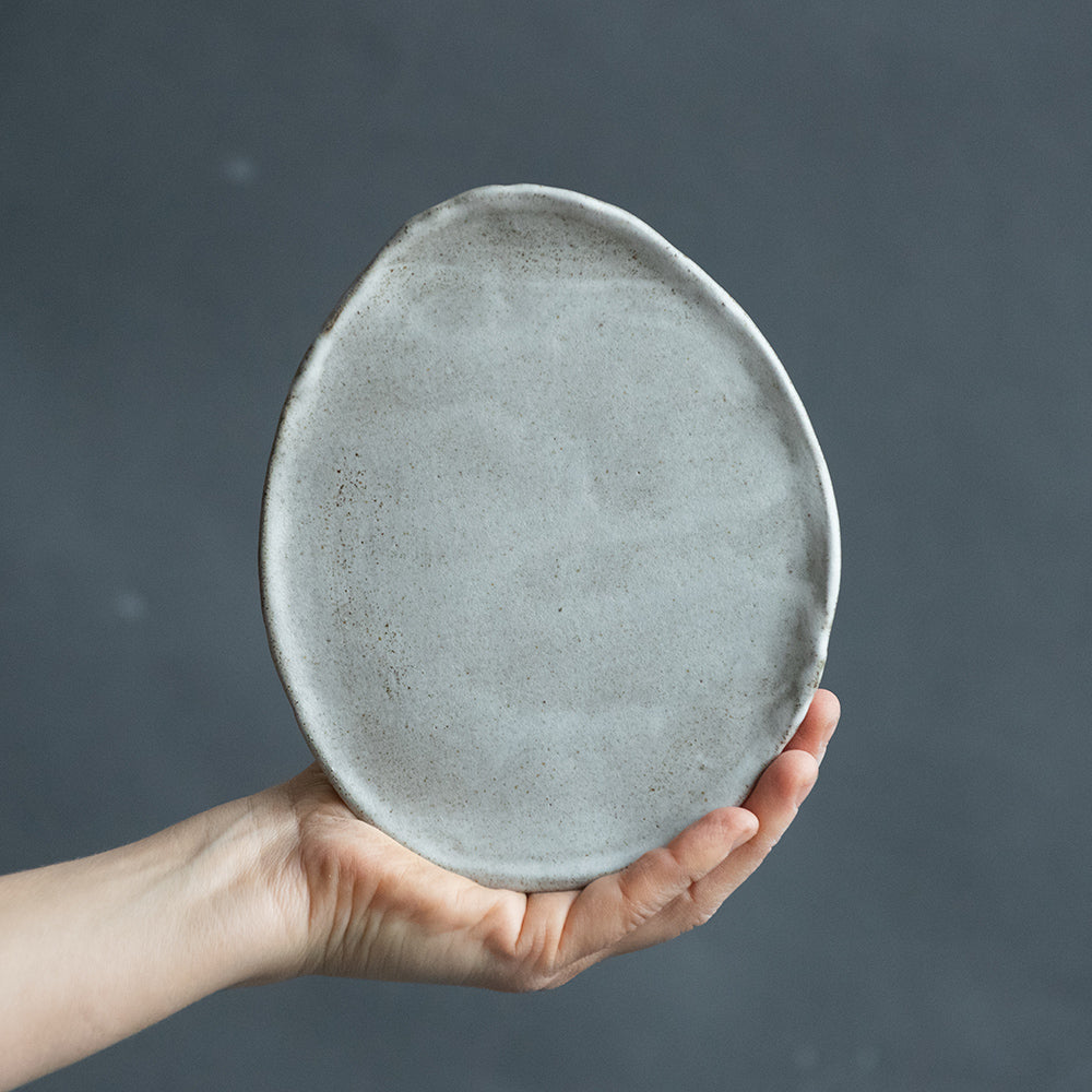 SET of 2 x flat PLATES in natural geometric design, brown, beige, white, green, black color, handmade ceramic, stoneware, smooth lines