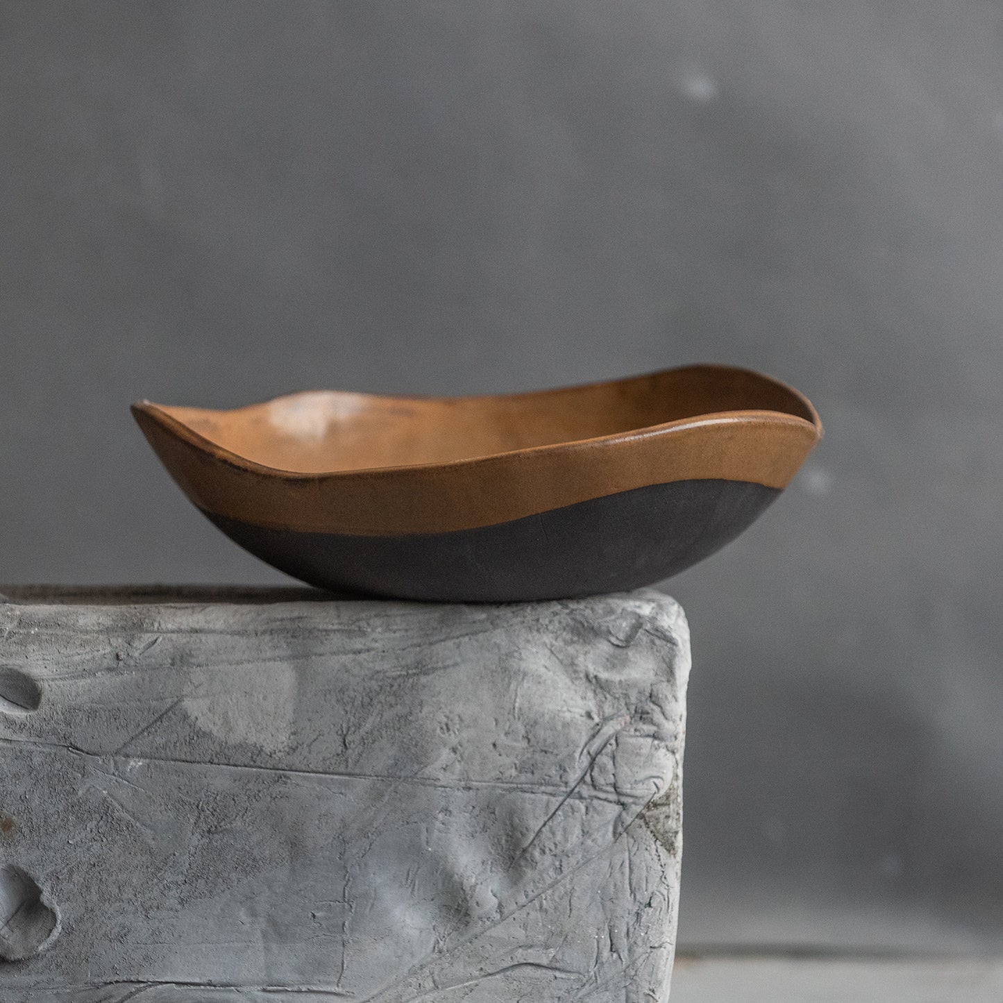 handmade brown ceramic BOWL for pasta, salad, granola, soup, cereal in minimal natural geometric design, light chocolate color,  stoneware