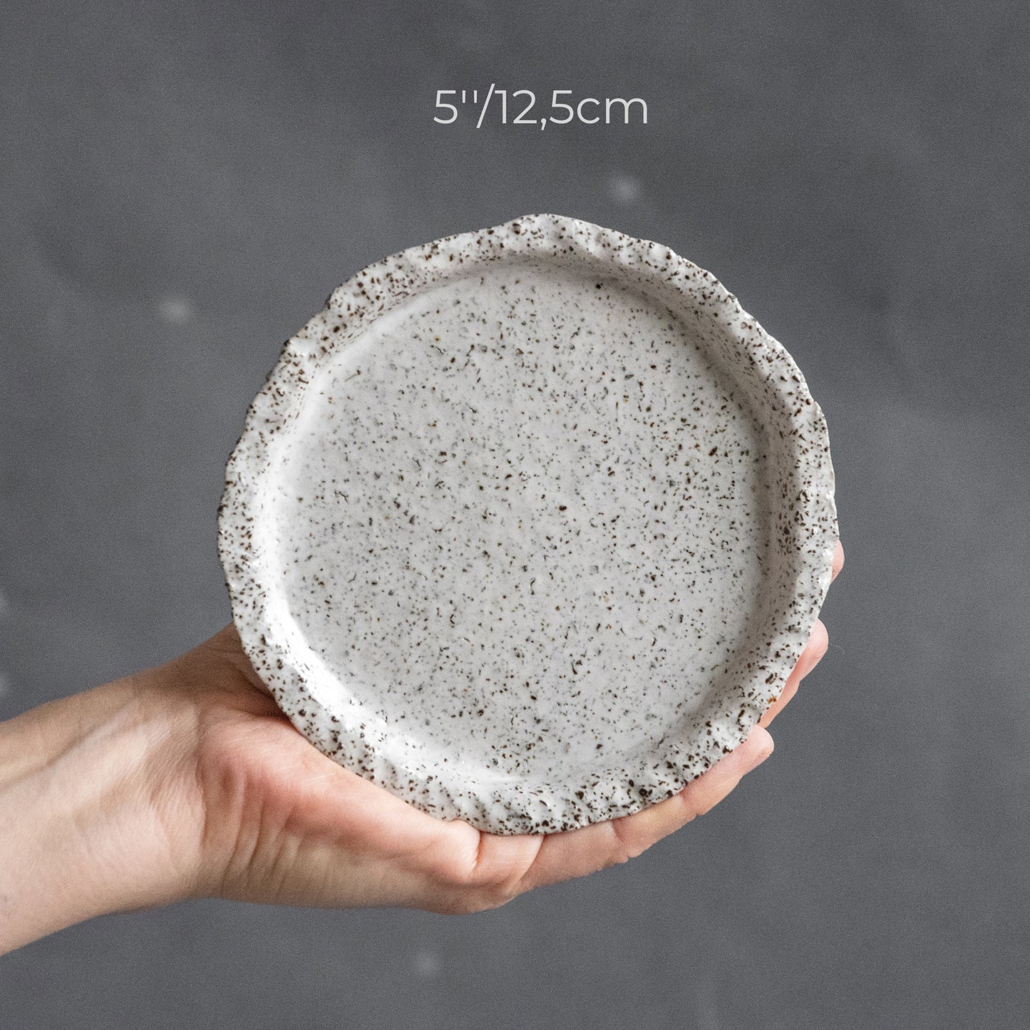 Set of 2 flat white plates for every day in wabi-sabi design, handmade ceramic, stoneware