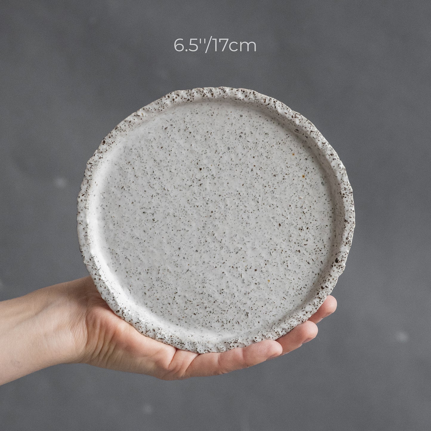 Set of 2 flat white plates for every day in wabi-sabi design, handmade ceramic, stoneware