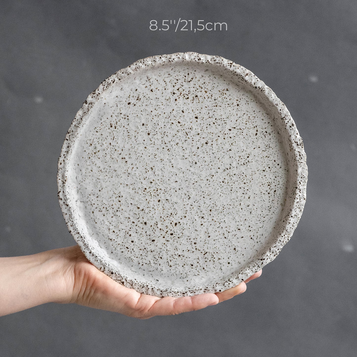 Set of 2 flat white plates for every day in wabi-sabi design, handmade ceramic, stoneware