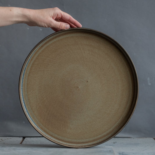 SET of 1 x huge 39,5cm serving palte and 2670ml bowl in dark green