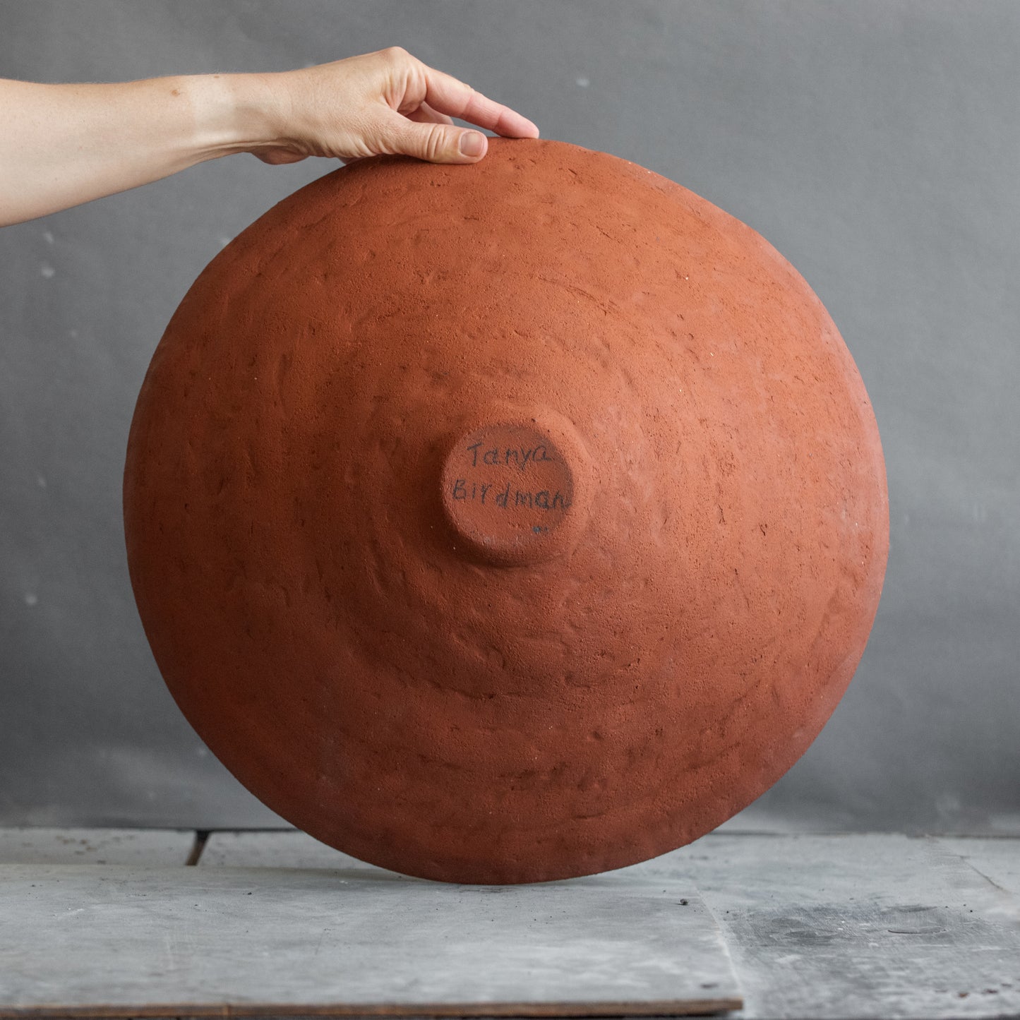 BIG sized INTERIOR BOWL for fruit, designed in red and white color and minimal style for modern interior, handmade stoneware ceramics