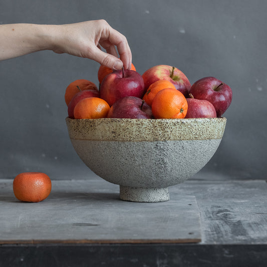 FRUIT BOWL or MIXING BOWL in warm beige in wabi-sabi style for everyday in minimal design, stoneware, handmade ceramic