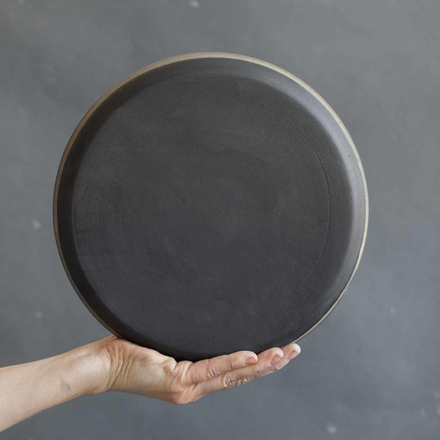 OUTLET Set of 4 plates for every day in minimal design in blue/green on grey/black, stoneware, handmade ceramics, discounted item