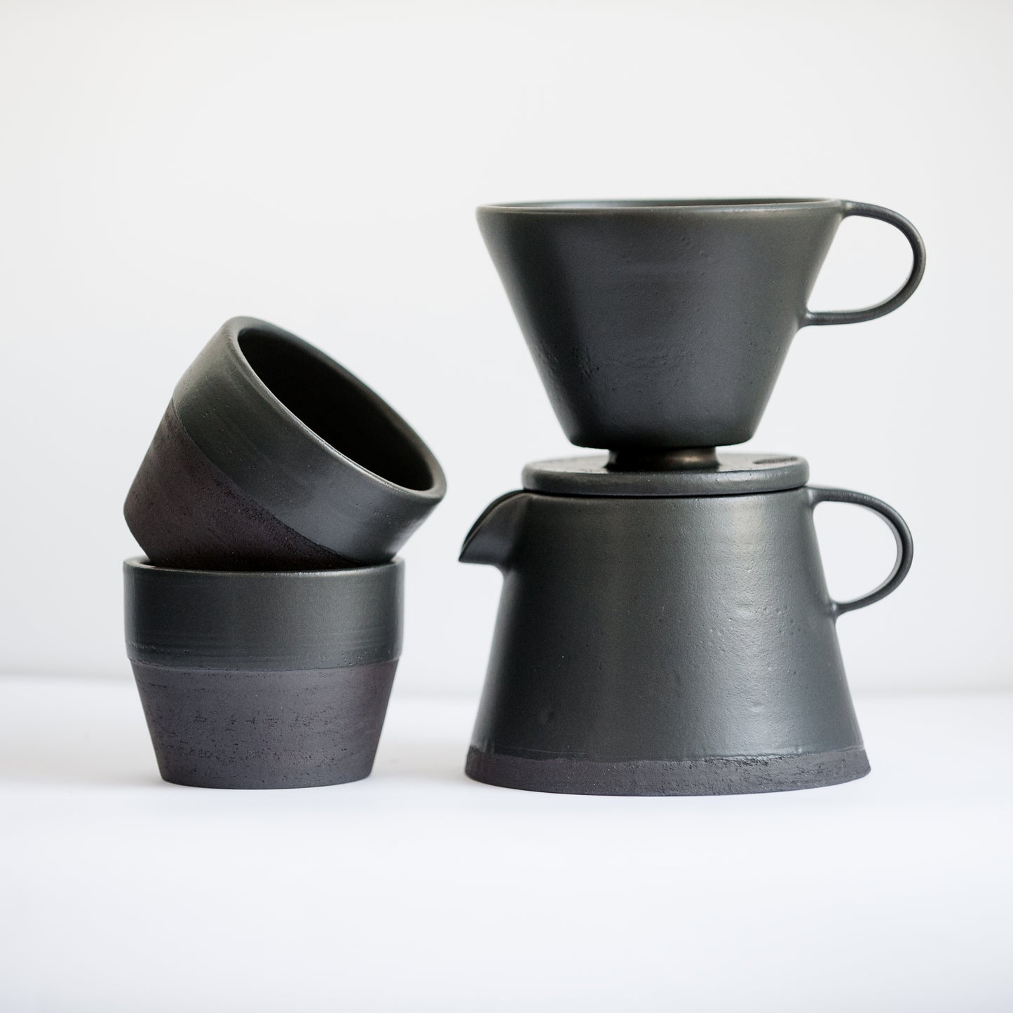 coffee brewing set in total black