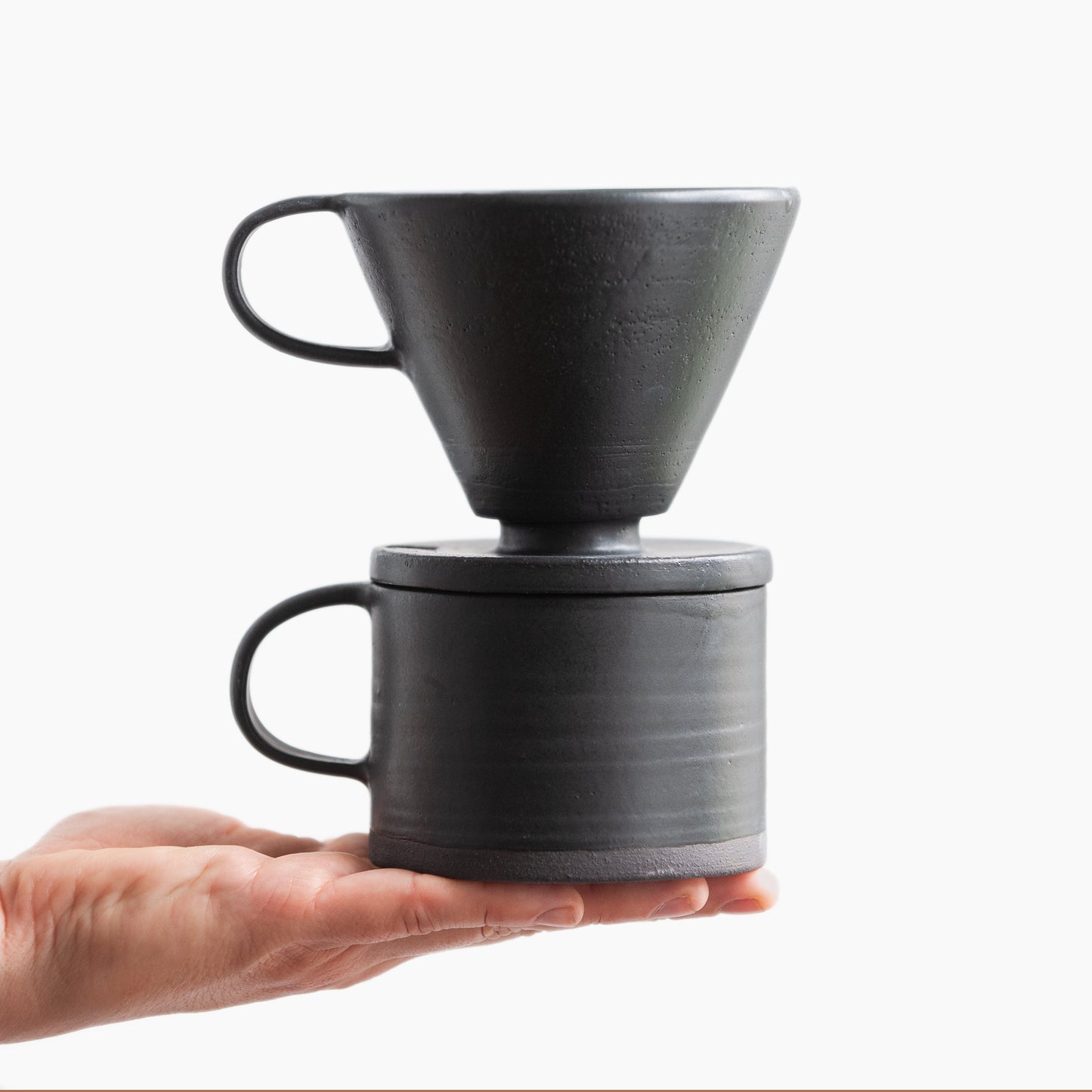 coffee brewing set in total black