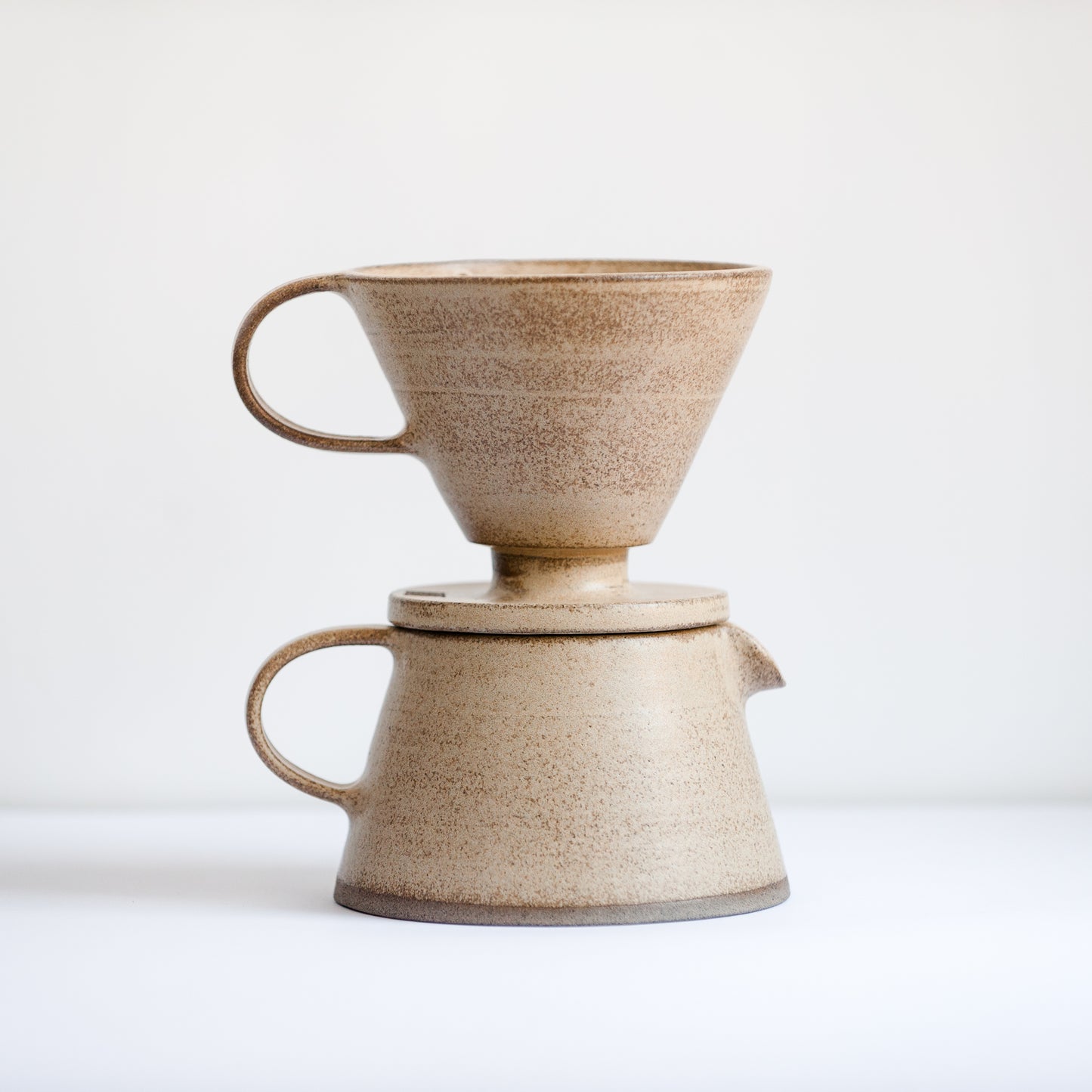 coffee brewing set in warm beige