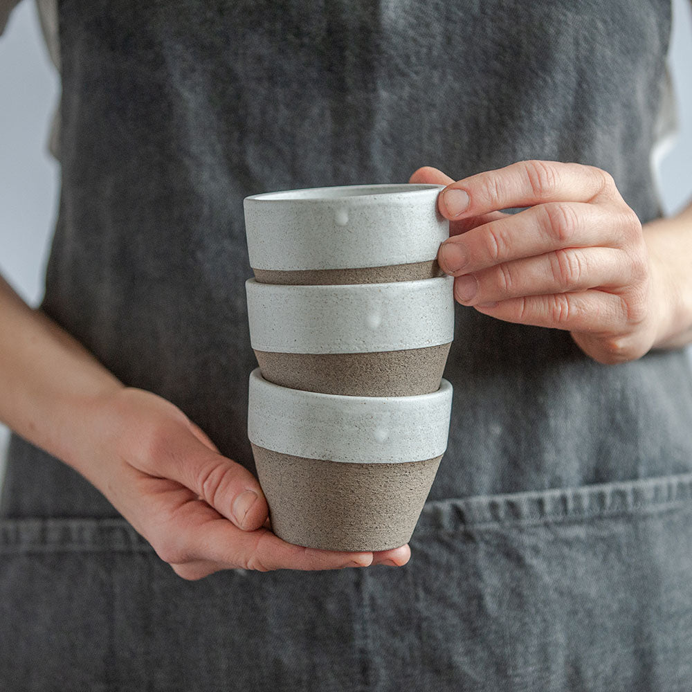 SET of TWO conical сoffee tumblers in snow white