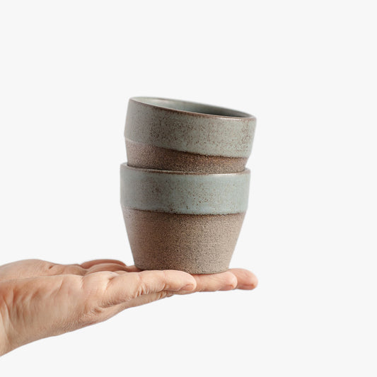 SET of TWO conical сoffee tumblers in grey-blue