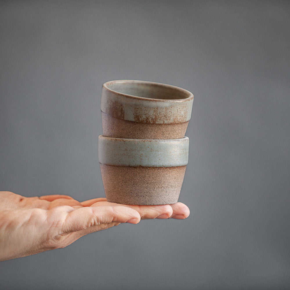 SET of TWO conical сoffee tumblers in grey-blue