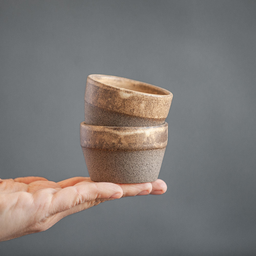 SET of TWO conical сoffee tumblers in warm beige