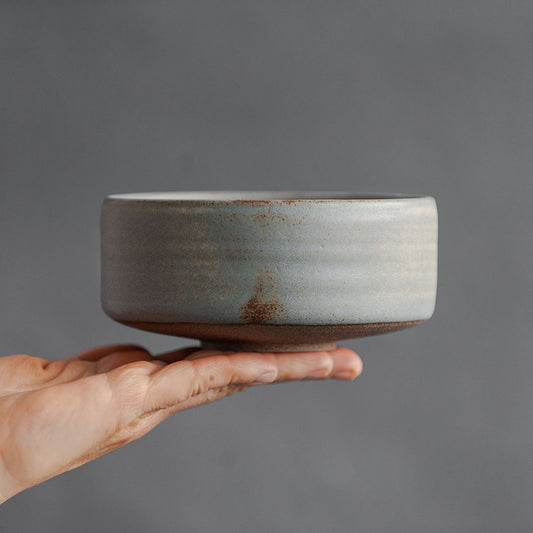 matcha tea bowl in grey-blue