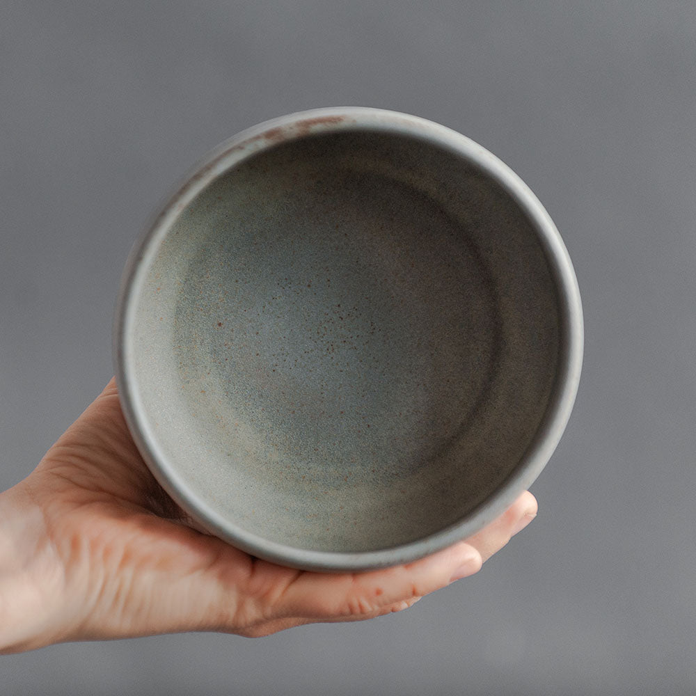 matcha tea bowl in grey-blue