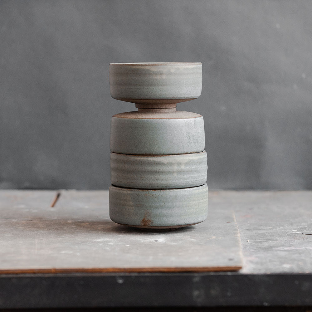 matcha tea bowl in grey-blue