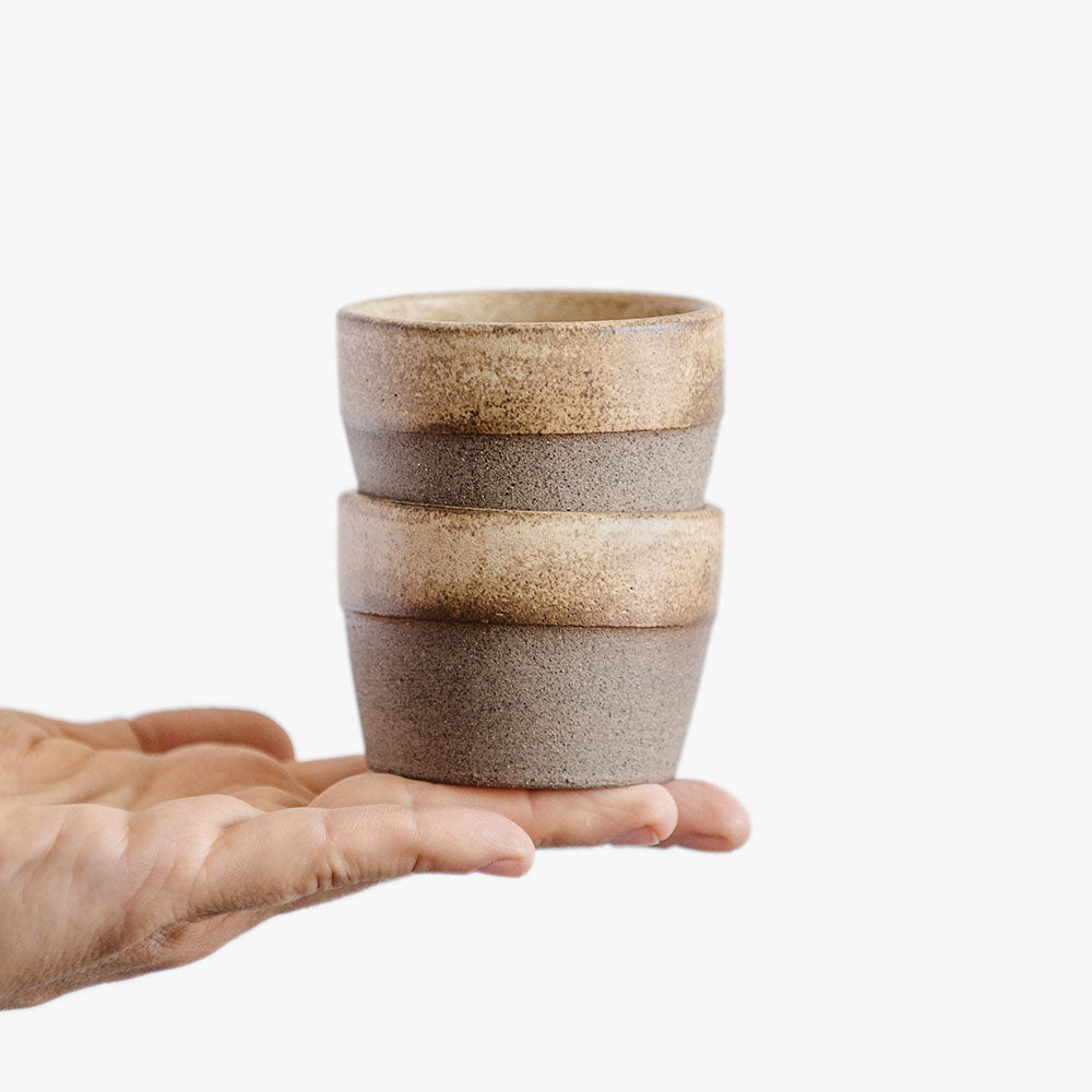 SET of TWO conical сoffee tumblers in warm beige