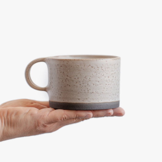 coffee or tea mug in snow white and black