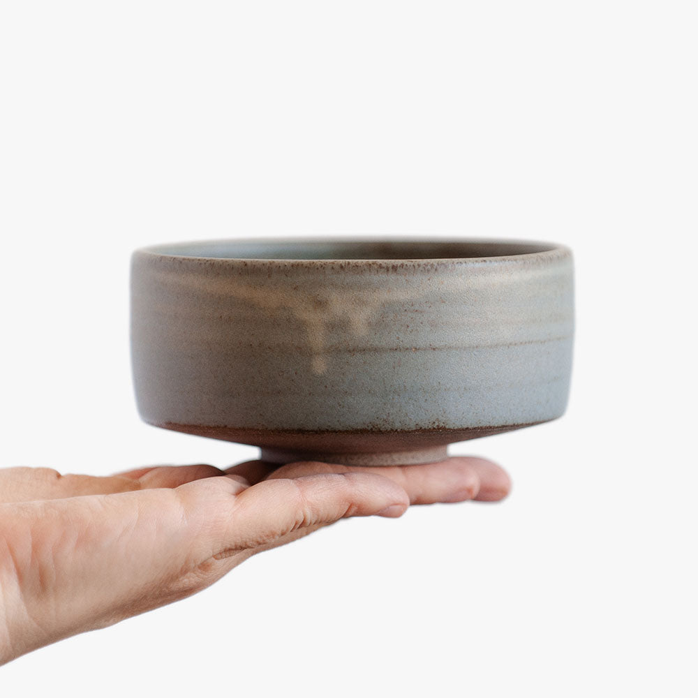 matcha tea bowl in grey-blue